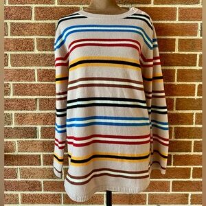 Chinti and Parker Knit Cashmere Striped Sweater, Dusty Pink, Size M